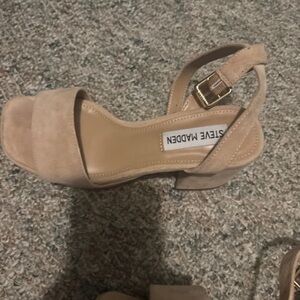 Steve Madden Tan Suede Strap Heels